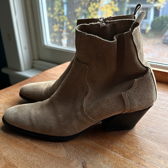 Zara tan suede western heeled zip up booties women’s EU38 US 7.5 - Picture 3 of 6